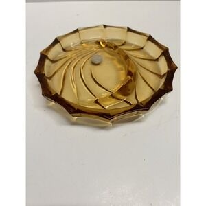 Viking Glass Ashtray Amber Orange‎ Swirl Design MCM 8"